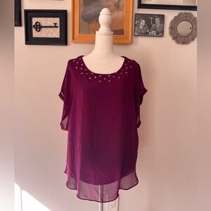Joseph Deep Fuchsia Blouse with Embellished Neckline